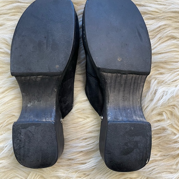 CHANEL CC Logo Suede Block Heel Clog Mules - Picture 2 of 9